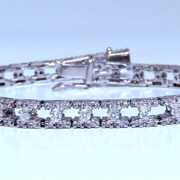 Tennis Bracelet 1.75ct Natural Round Diamonds 14kt Gold Three Row - Picture 1 of 5